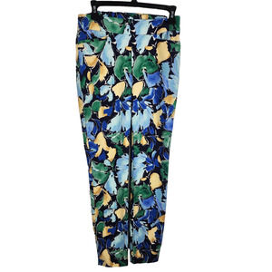 Chico's Womens Brigitte Slub Floral Slim Ankle Pant US 2T So Slimming Tropical